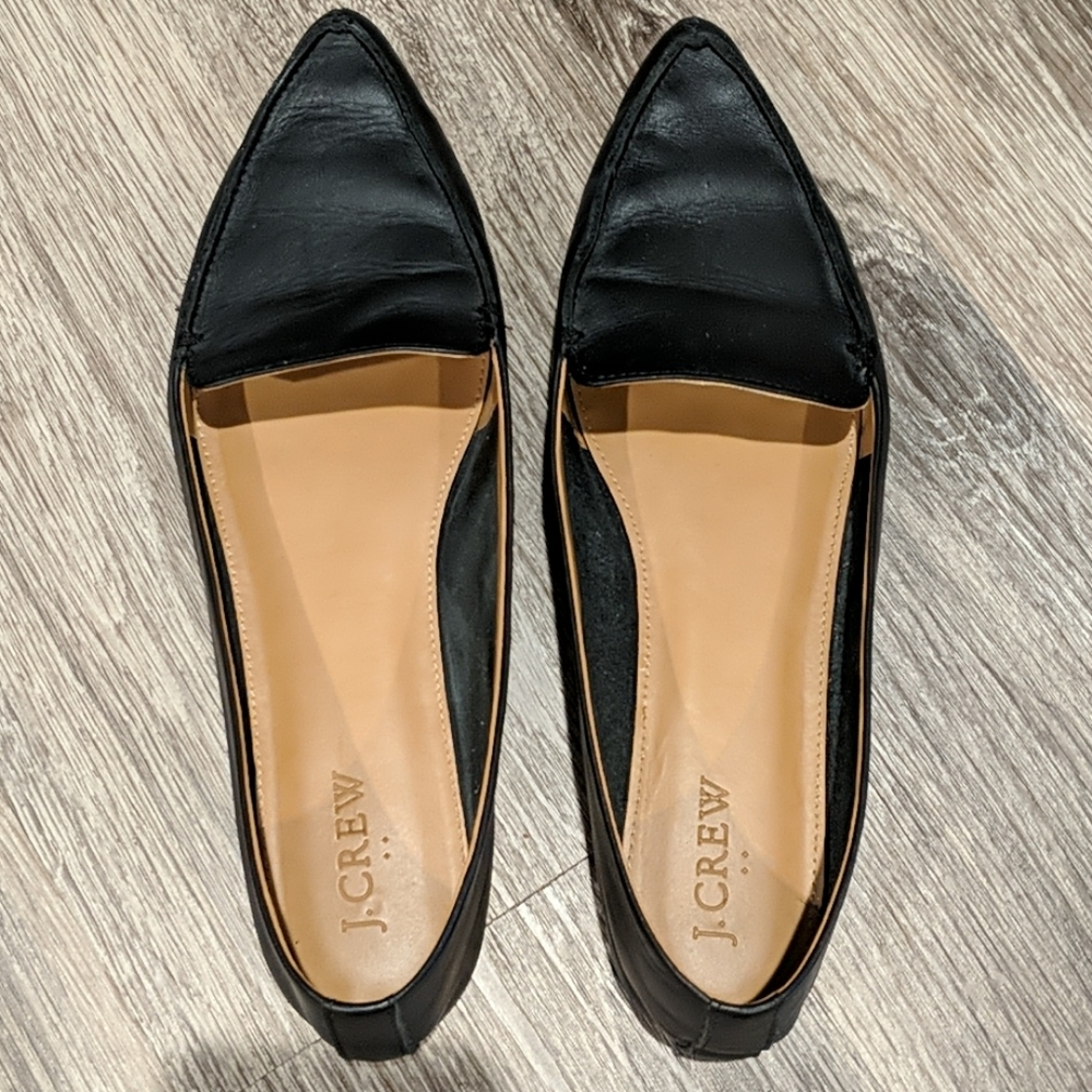 J. Crew Edie Leather Pointed Flats